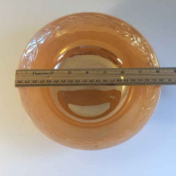 Vintage Fire King Peach Luster Laurel Leaf 8"  Serving Bowl - Picture 7 of 9